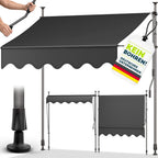 tillvex Klemmmarkise 350cm breit mit Handkurbel | Balkonmarkise ohne Bohren