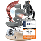 CLOUVOU BrightSeat Bürostuhl Ergonomisch Schwarz bis 150 kg mit Kopfstütze, Lendenstütze, 2D Armlehnen, Drehstuhl
