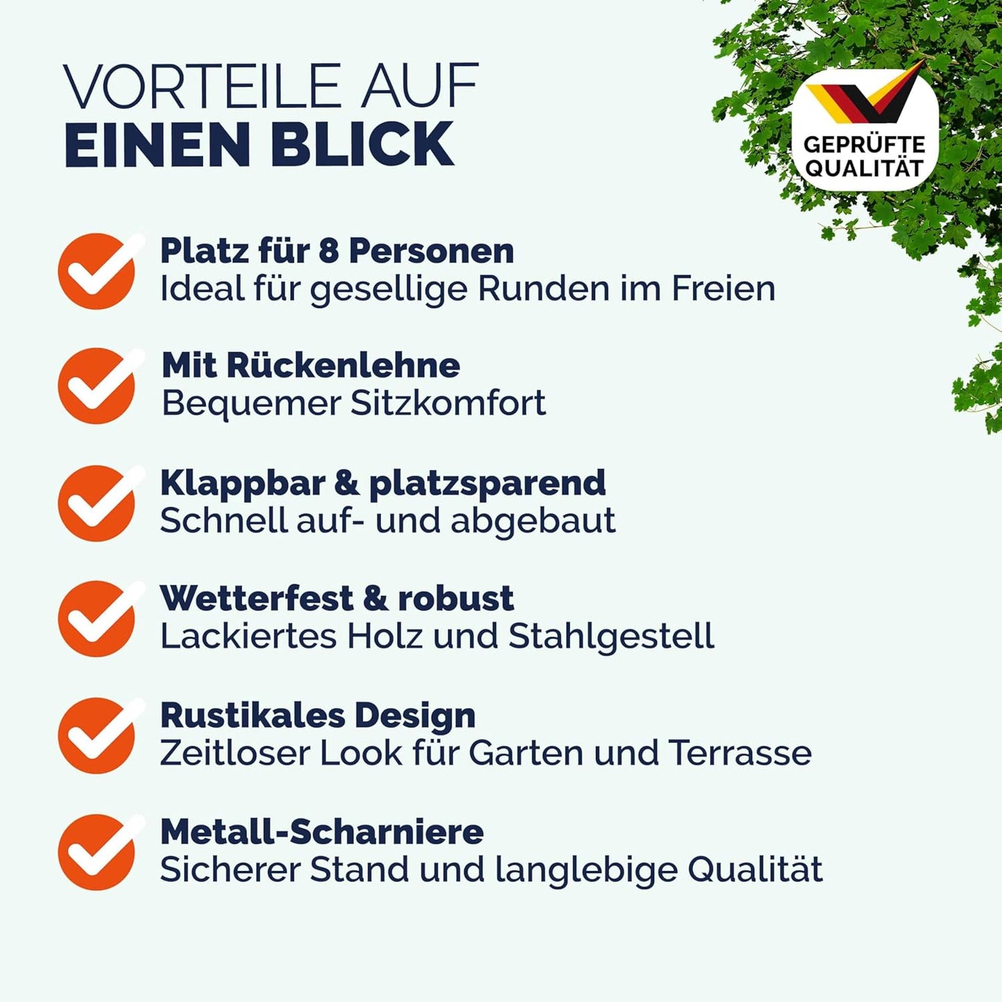 Casaria Bierzeltgarnitur 170 cm Braun Holz Stahl klappbar mit Lehne 3-teilig Bierbank Set Tisch Outdoor