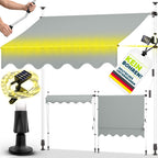 tillvex Klemmmarkise 350cm breit mit Handkurbel | Balkonmarkise ohne Bohren