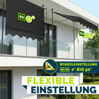 tillvex Klemmmarkise 350cm breit mit Handkurbel | Balkonmarkise ohne Bohren
