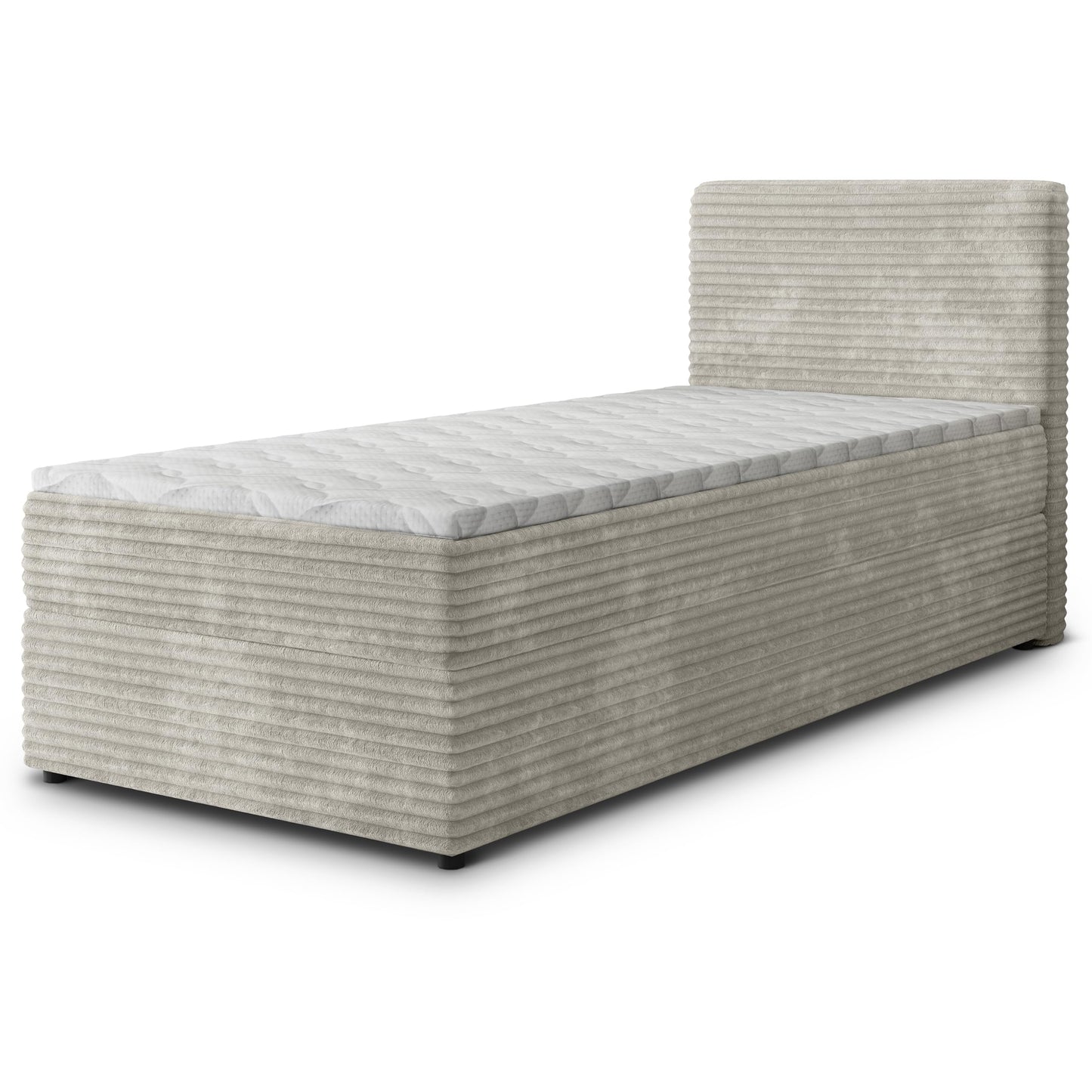 Masseno Boxspringbett PISA Polsterbett Creme mit Matratze & Topper, Bettkasten, gepolstertes Kopfteil TILIA 03