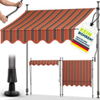 tillvex Klemmmarkise 350cm breit mit Handkurbel | Balkonmarkise ohne Bohren