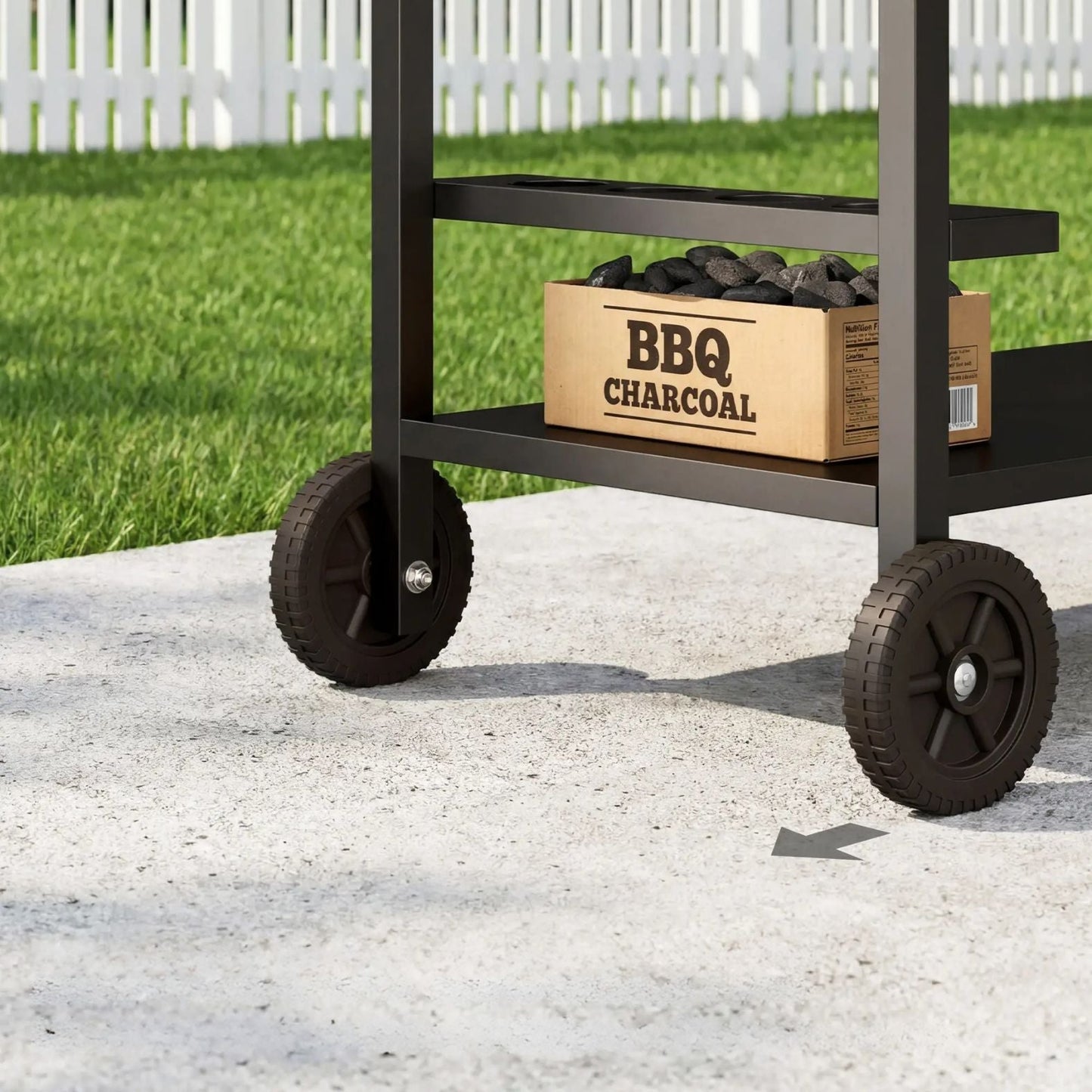 Mobiler Servierwagen mit Rollen und Stauraum – Grilltisch für Innen- und Außenbereich mit Getränkehalter – 97 cm