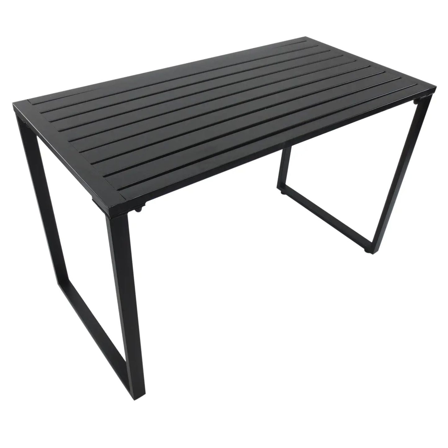 Modernes Gartenset aus Metall – Tisch und 2 Bänke – Schwarz – 4 Personen
