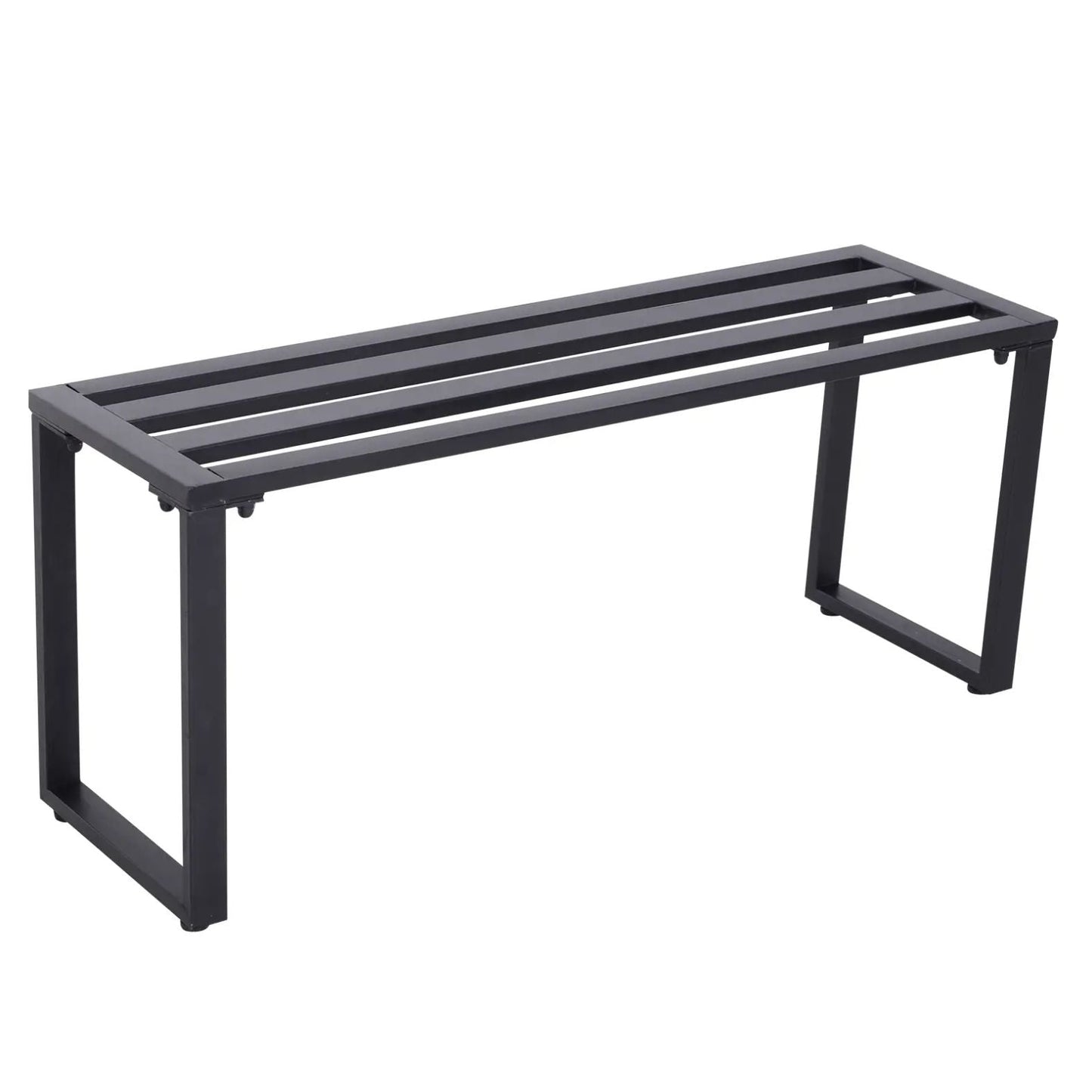 Modernes Gartenset aus Metall – Tisch und 2 Bänke – Schwarz – 4 Personen
