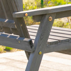 Gartenbank aus Massivholz mit integriertem Tisch – 2-Sitzer – 152 cm – Grau