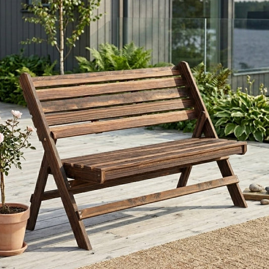 Klappbare Gartenbank für 2 Personen – Massivholz – Rustikales Design – 122 cm