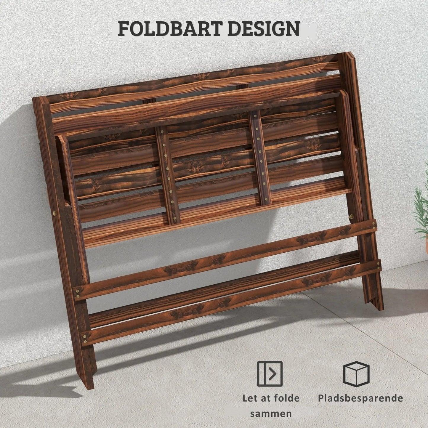 Klappbare Gartenbank für 2 Personen – Massivholz – Rustikales Design – 122 cm