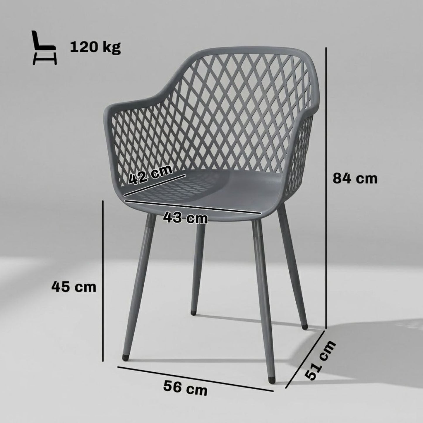 Elegante Gartenstühle im Modernen Design – 4er-Set – Grau
