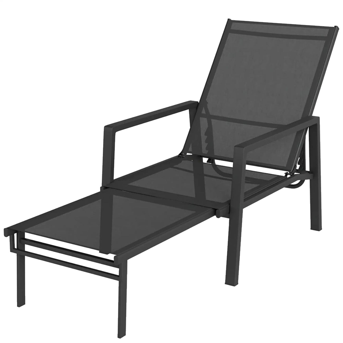 Klappbare Sonnenliege mit Cleverem 2-in-1-Design und Ausziehbarer Fußstütze – Verstellbare Rückenlehne in 5 Positionen – Für Garten & Balkon