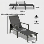 Klappbare Sonnenliege mit Cleverem 2-in-1-Design und Ausziehbarer Fußstütze – Verstellbare Rückenlehne in 5 Positionen – Für Garten & Balkon