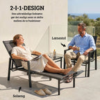 Klappbare Sonnenliege mit Cleverem 2-in-1-Design und Ausziehbarer Fußstütze – Verstellbare Rückenlehne in 5 Positionen – Für Garten & Balkon