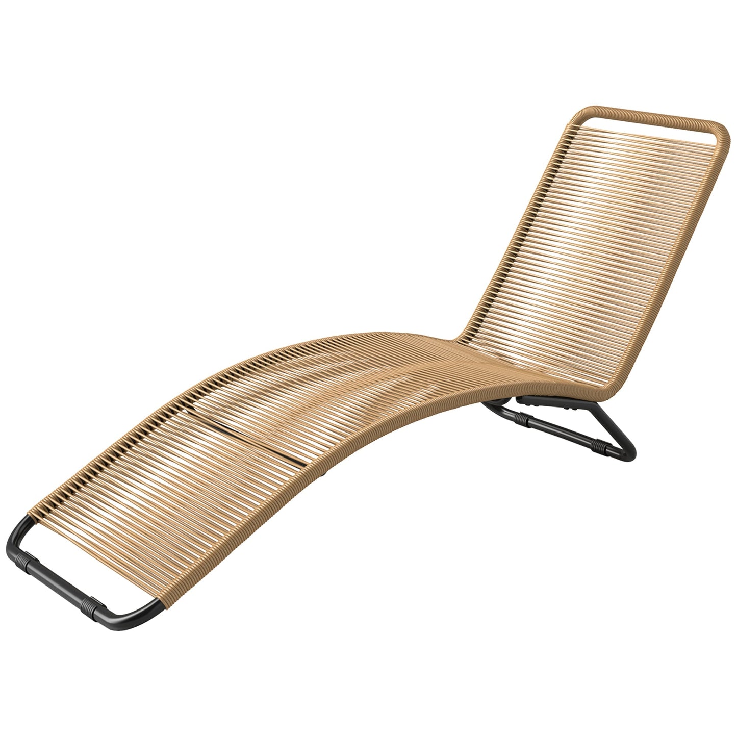 Ergonomische Sonnenliege aus naturfarbenem Polyrattan – Stilvolles S-förmiges Design