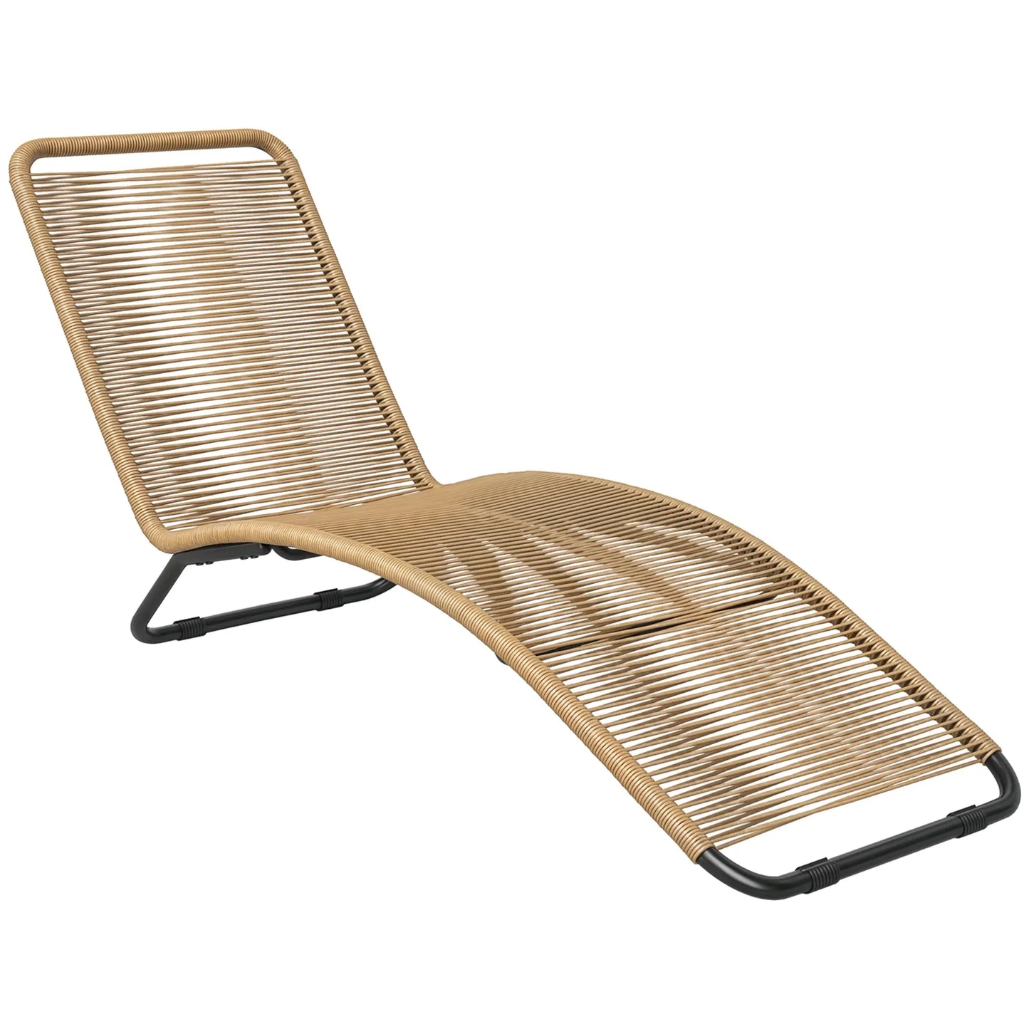 Ergonomische Sonnenliege aus naturfarbenem Polyrattan – Stilvolles S-förmiges Design