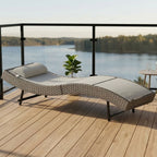 Stilvolle ergonomische S-förmige Sonnenliege aus Polyrattan – Verstellbare Rückenlehne – Grau