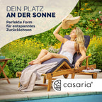Casaria Sonnenliege 2er Set Akazienholz Klappbar Wetterfest mit Rädern & Ausziehtisch Gartenliege Braun 196 cm