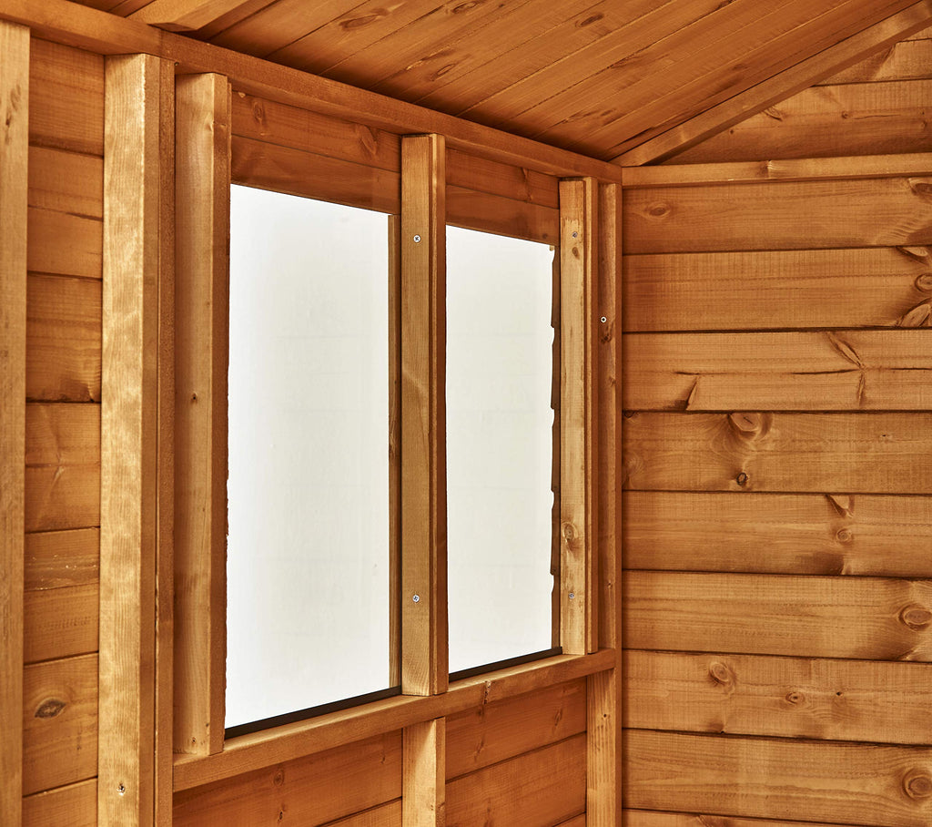 POWER High Grade Premium Pent Garden Wooden Shed with Double Door Pvc Window Sills Door