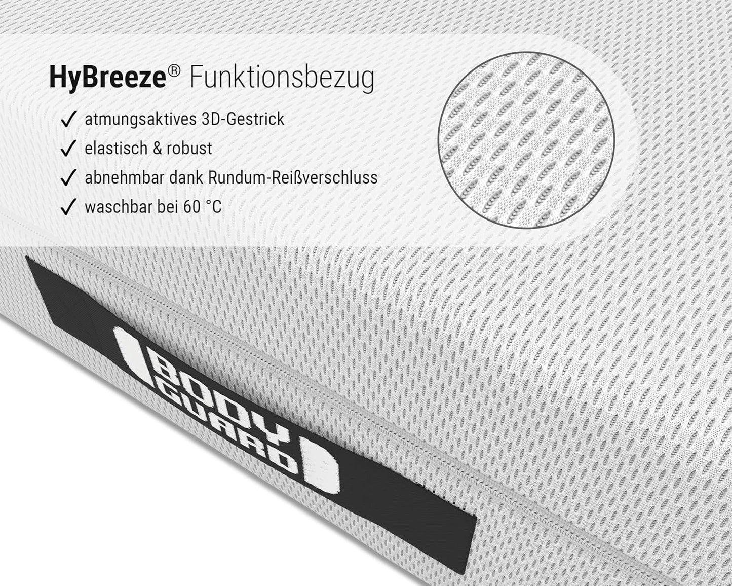 bett1 Bodyguard Matratze Ergonomisch 2in1 Liegehärte QXSchaum Waschbarer Bezug Weiß