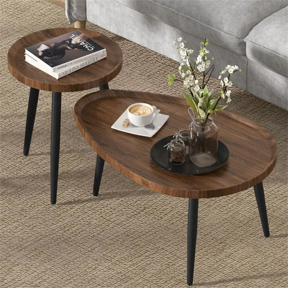 Eleganter 2-in-1 Couchtisch – Rund und Oval