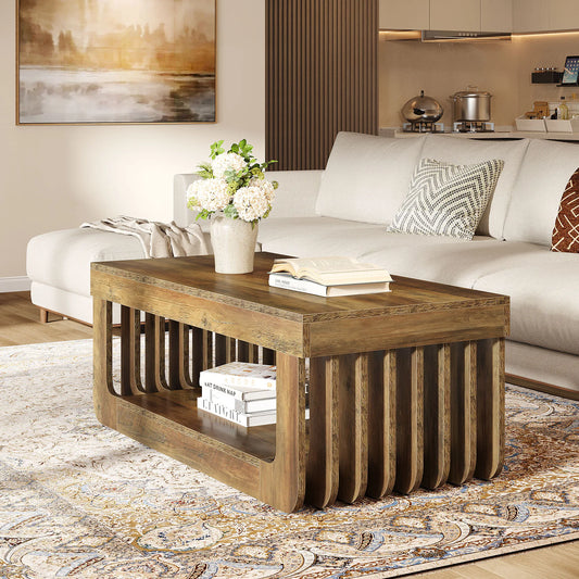 Rustikaler Couchtisch im Eleganten Design mit Geräumiger Ablagefläche – 120 cm