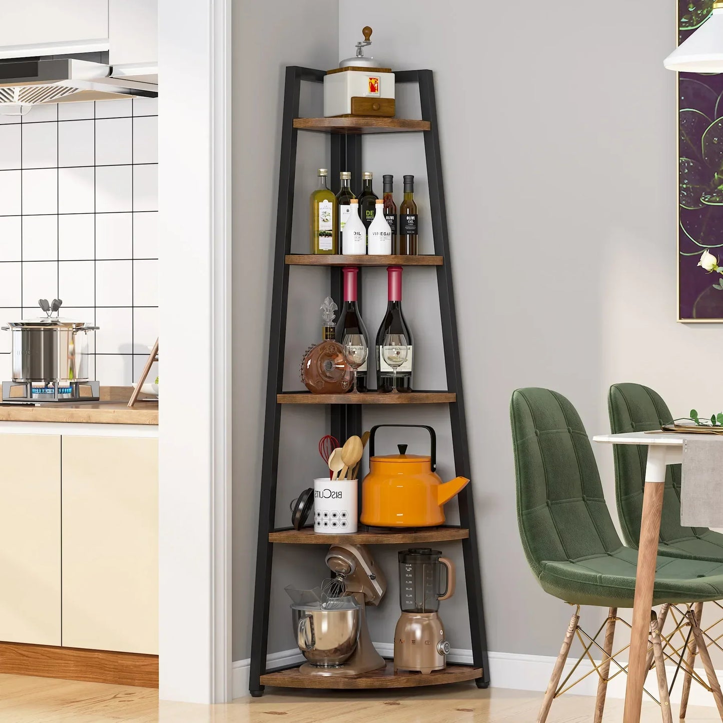 Elegantes Eckregal mit 5 Ablagen – Skandinavisches Design