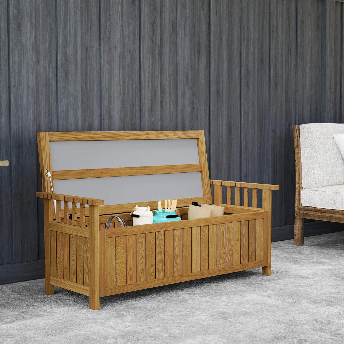 Robuste 2-Sitzer Gartenbank aus Massivholz mit Stauraum – 128 cm