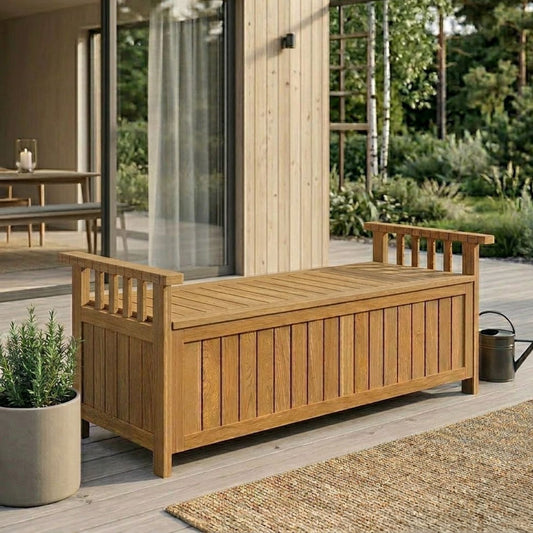 Robuste 2-Sitzer Gartenbank aus Massivholz mit Stauraum – 128 cm