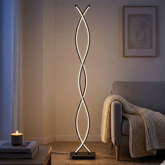Moderne Stehlampe in Doppelspiral-Design – Dimmbares Licht & Elegante Optik