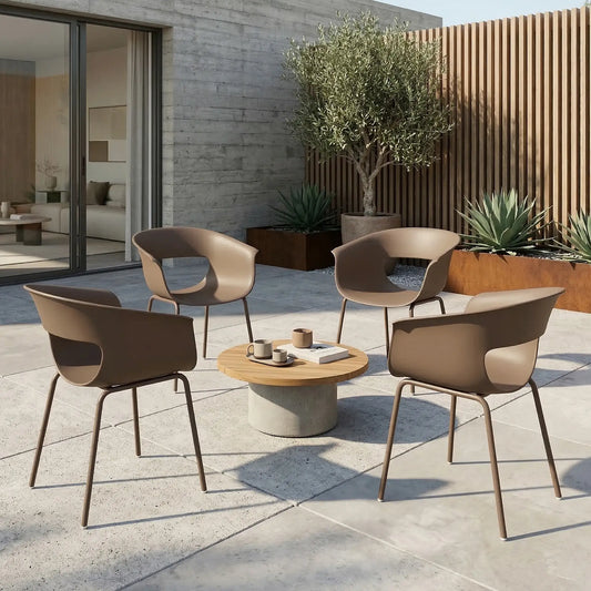 4er-Set Moderne Gartenstühle mit Ergonomischem Design und Armlehnen – Für Balkon und Terrasse