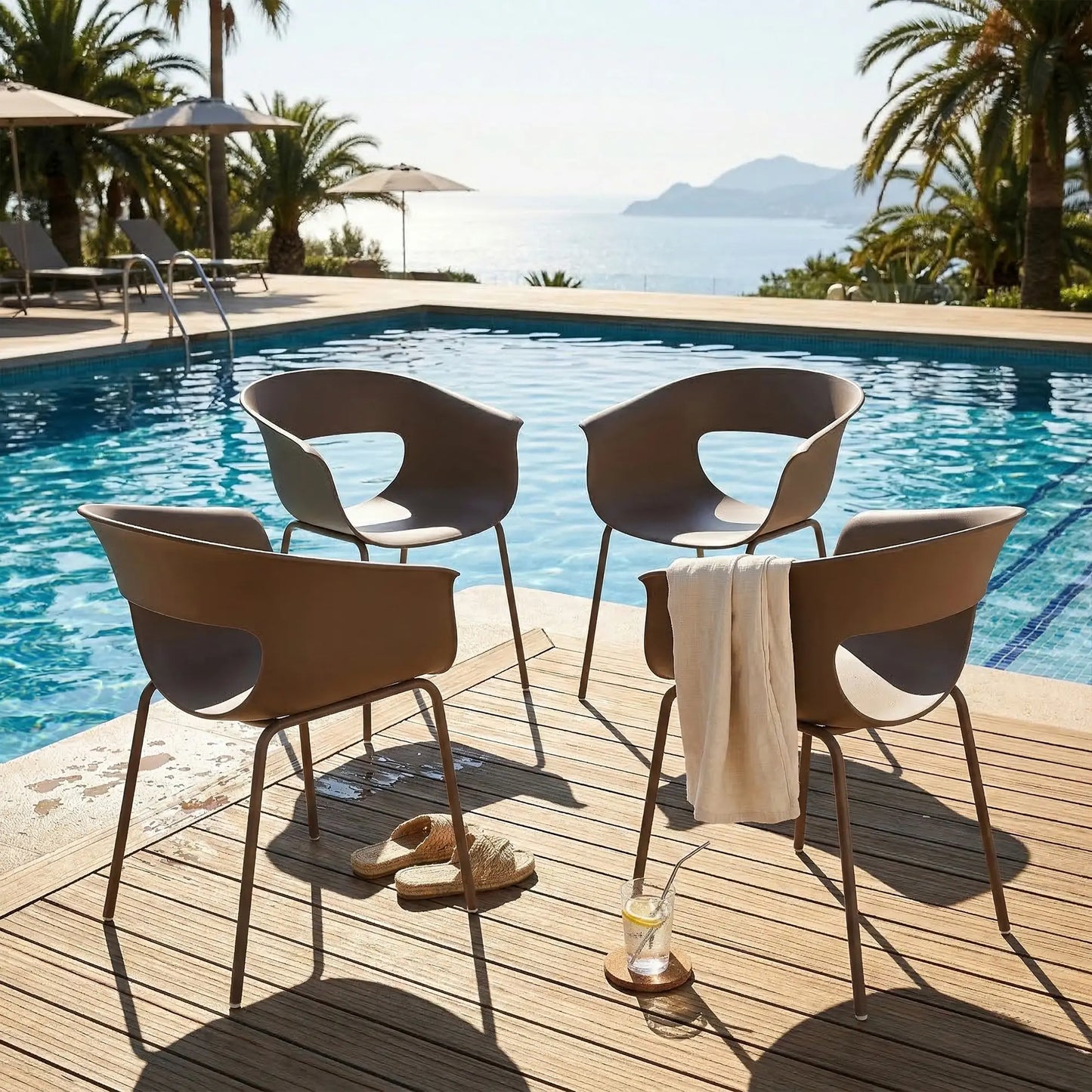 4er-Set Moderne Gartenstühle mit Ergonomischem Design und Armlehnen – Für Balkon und Terrasse
