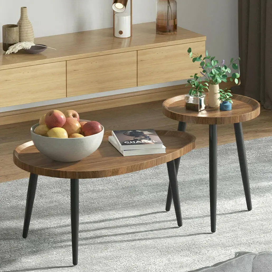 Eleganter 2-in-1 Couchtisch – Rund und Oval