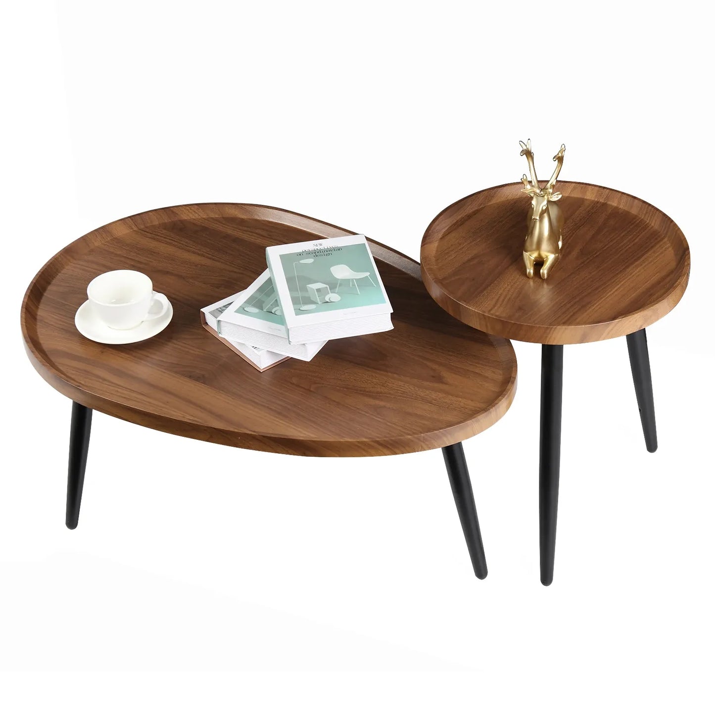 Eleganter 2-in-1 Couchtisch – Rund und Oval