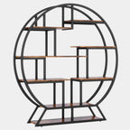 Einzigartiges rundes Regal aus Holz und Metall – 158 cm hoch – Industriestil