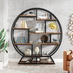 Einzigartiges rundes Regal aus Holz und Metall – 158 cm hoch – Industriestil