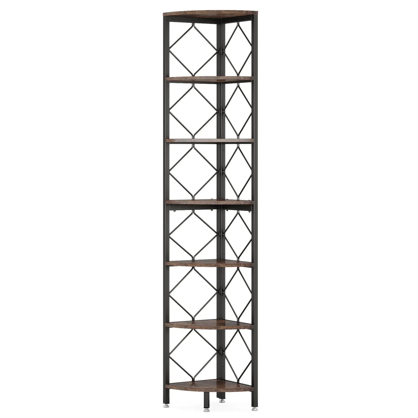 Rustikales Eckregal aus Holz und Metall – Industrial-Stil – 200 cm