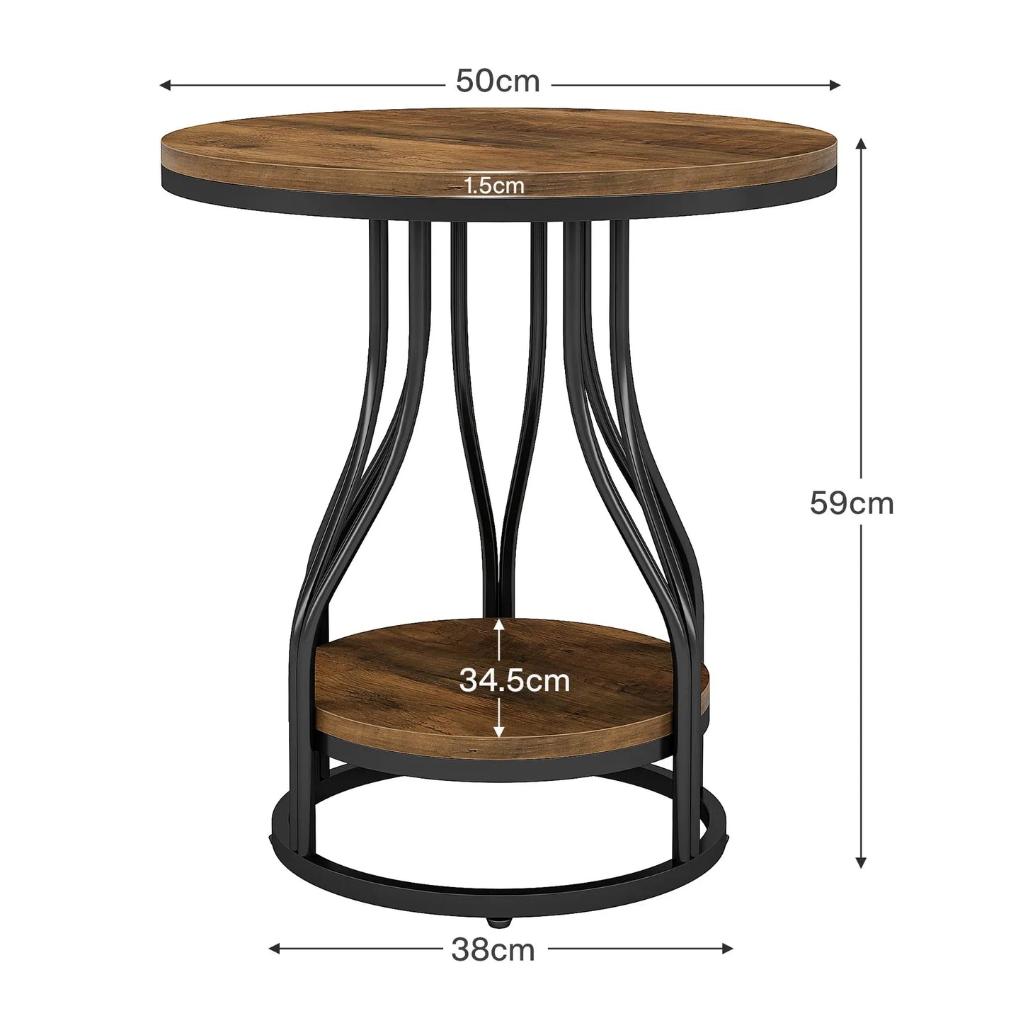 Moderner Runder Beistelltisch/Nachttisch mit Robuster Metallkonstruktion – Ø50 cm