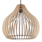 Elegante Deckenlampe aus Naturholz – Skulpturales Tropfenförmiges Design