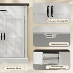 Rustik Kommode mit 2 Türen und 1 Schublade – Weiß & Dunkelbraun – 75,2 × 91,5 cm