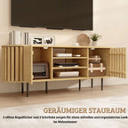 Stilvolles TV-Lowboard im skandinavischen Design mit Lamellentüren – 140 cm