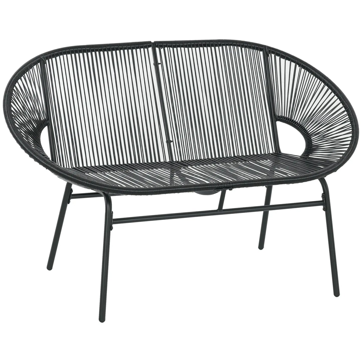 2-Sitzer Gartensofa aus PE-Rattan – ideal für Balkon und Terrasse – Schwarz